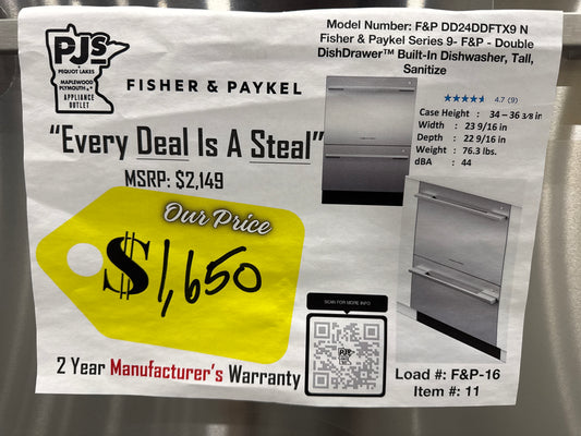 Fisher & Paykel DishDrawer Series DD24DDFTX9N 24 Inch Fully-Integrated Double DishDrawer with 14 Place Settings, 15 Wash Cycles, SmartDrive™ Technology, Child lock, Diagnostic Indicator, Delay Start, Rinse Aid Light, Fan Assisted Drying, Quiet Operation