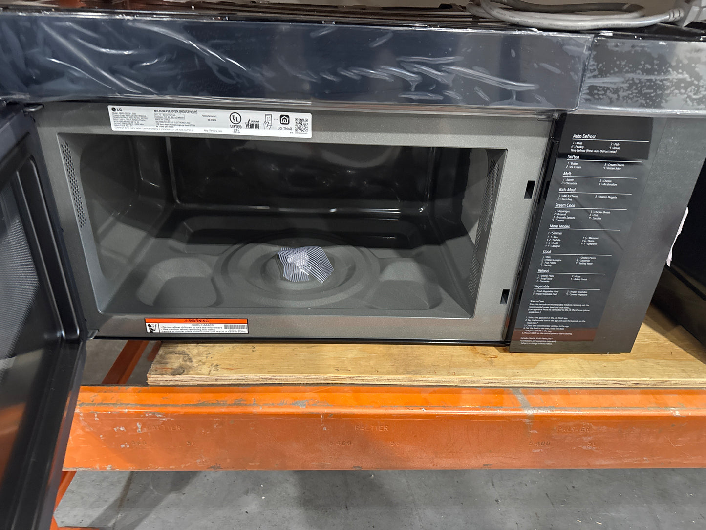 LG MVEL2033F 30 Inch Over-the-Range Smart Microwave Oven with 2.0 cu. ft. Capacity, 400 CFM Exhaust, Sensor Cook, Add 30 Seconds, Quick Defrost, 6-Auto Cook Options, Wi-Fi, Scan-to-Cook, EasyClean®, SmoothTouch™ Controls, and WideView™