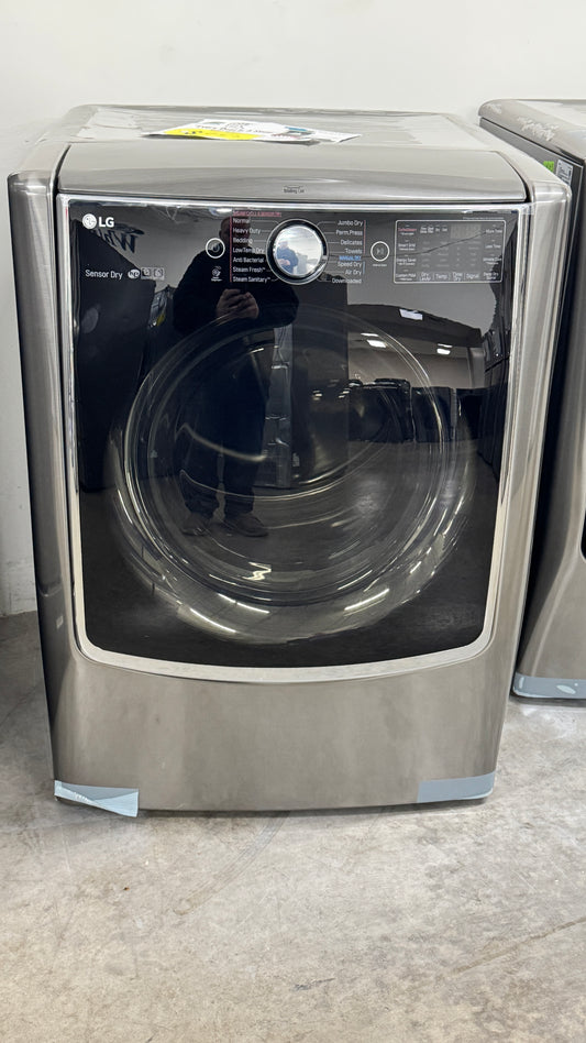 LG DLEX9000V 29 Inch Electric Smart Dryer with 9.0 cu. ft. Capacity, TurboSteam™, SteamSanitary™, FlowSense™, Smart ThinQ®, SmartDiagnosis™, 14 Dry Cycles, Anti-Bacterial, Wrinkle Care, and Sensor Dry