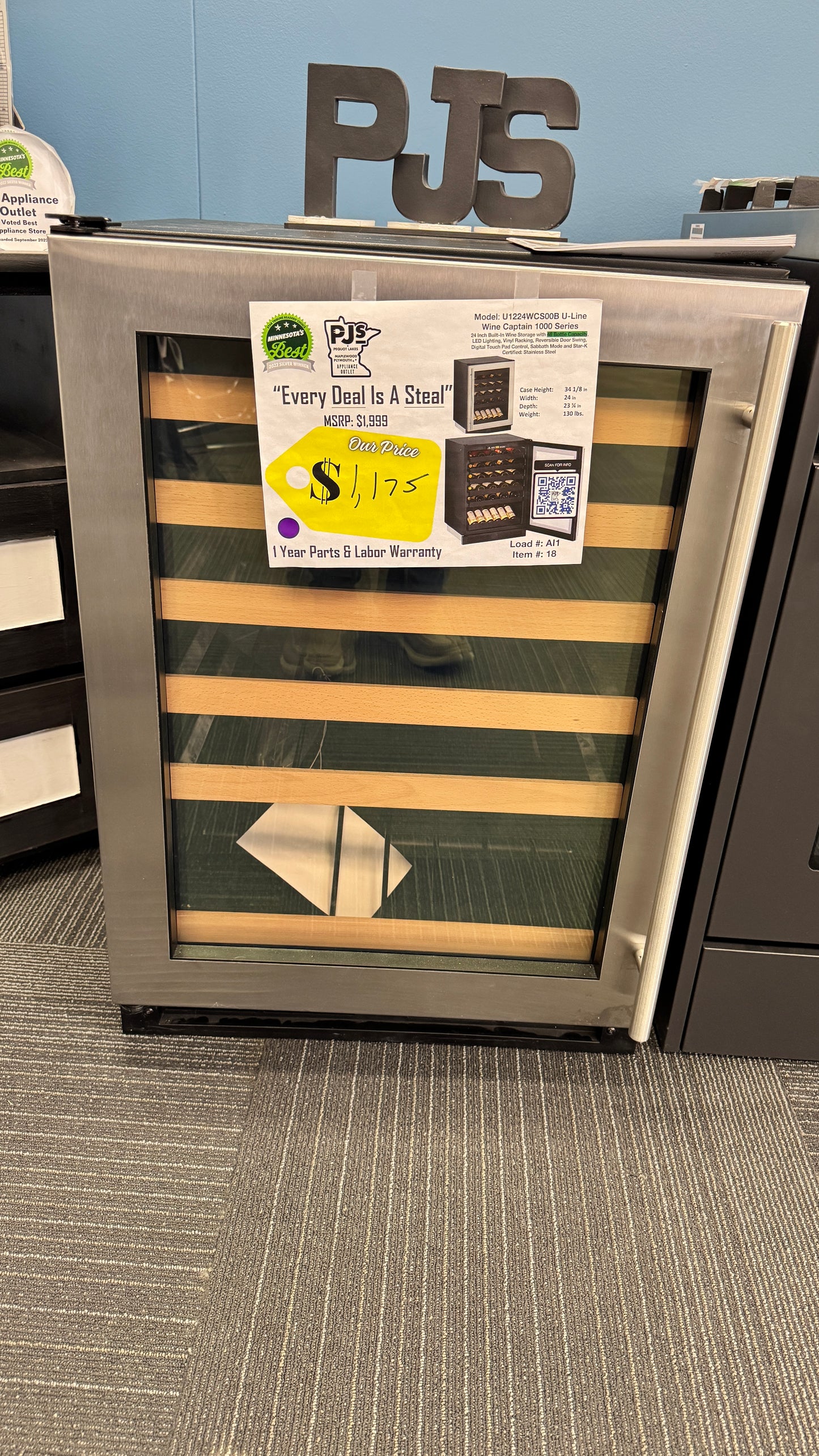 U-Line U1224WCS00B Wine Captain 1000 Series 24 Inch Built-In Wine Storage with 48 Bottle Capacity