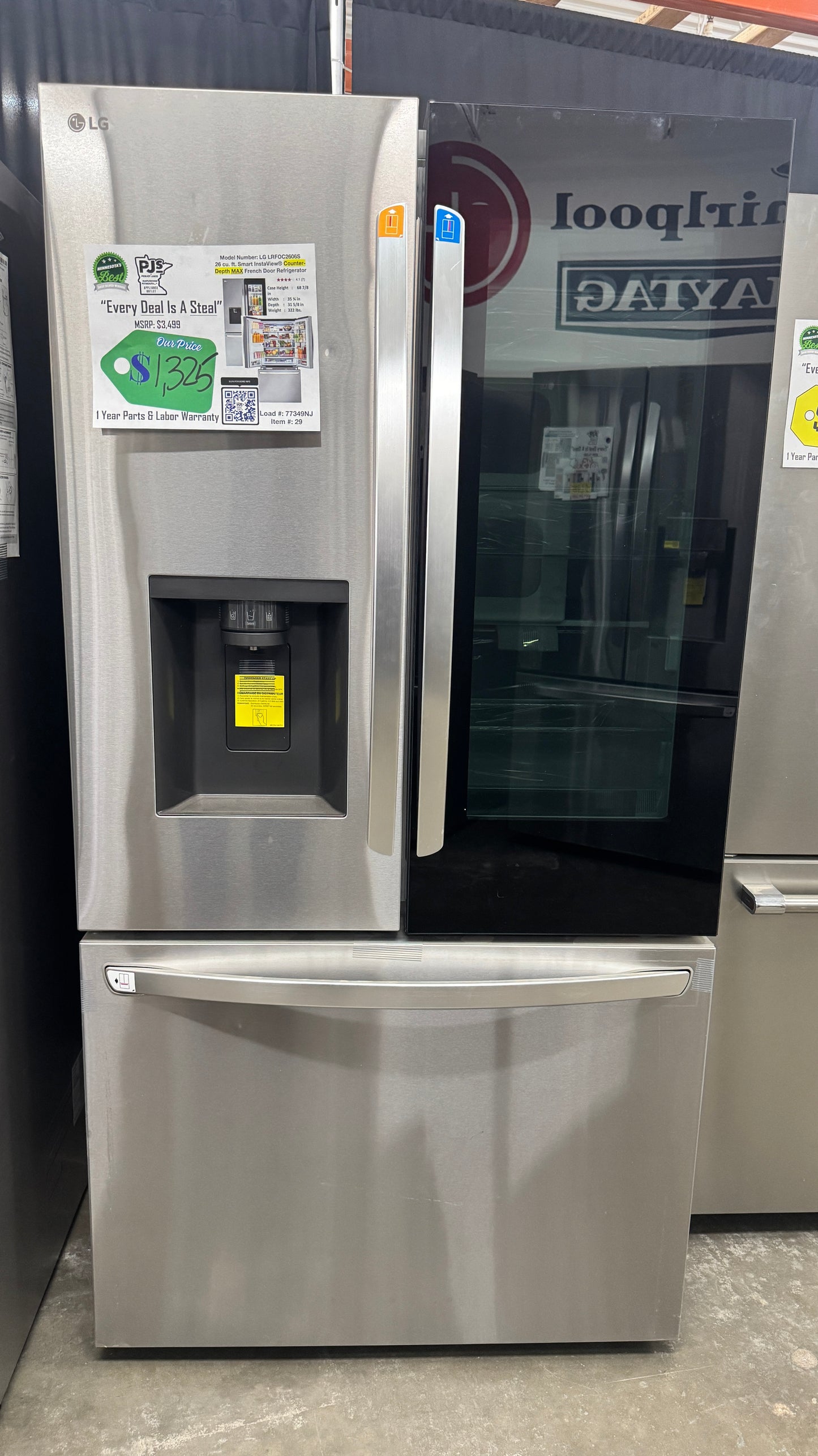 LG LRFOC2606S 26 cu. ft. Smart InstaView Counter-Depth MAX French Door Refrigerator