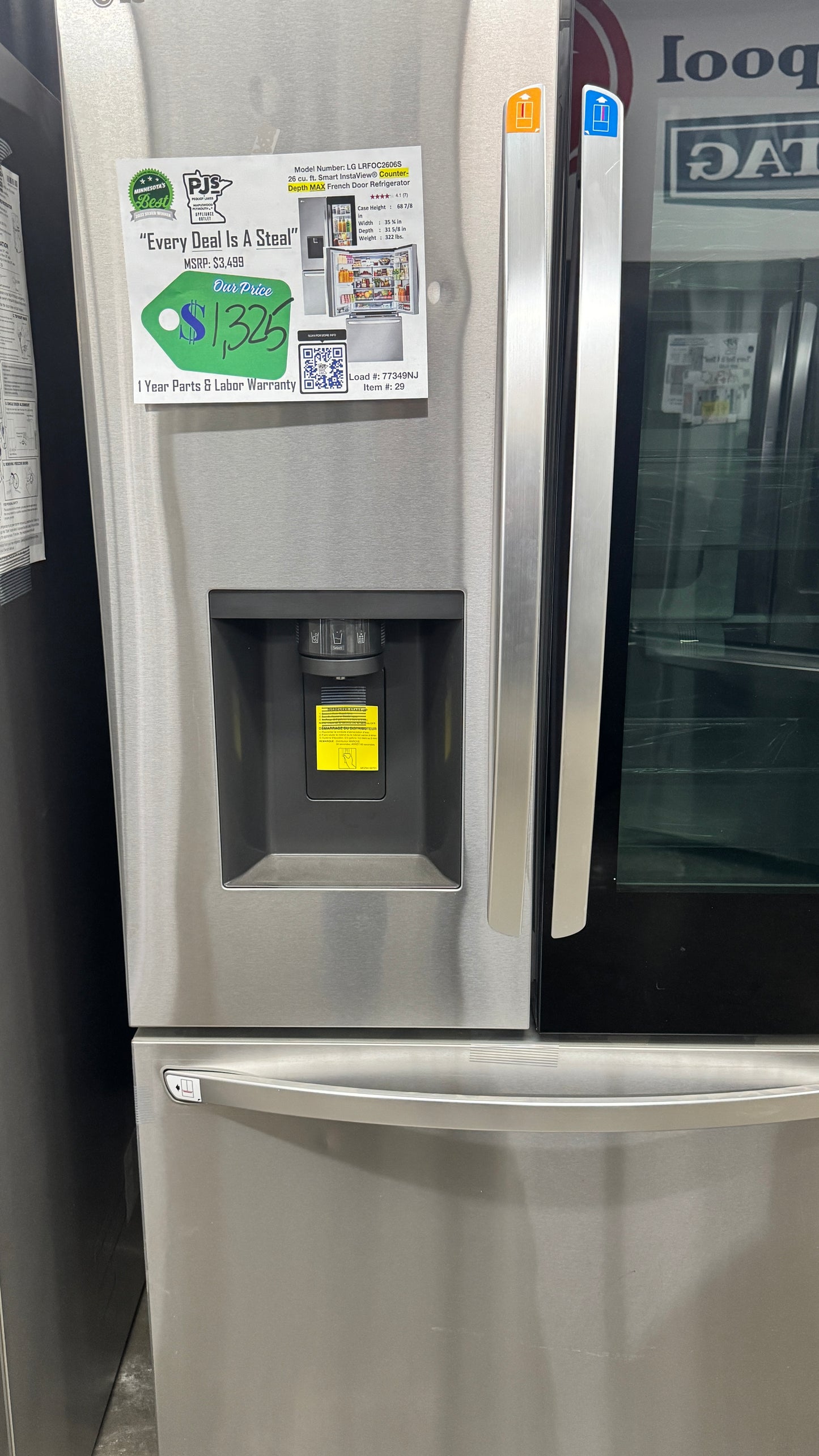 LG LRFOC2606S 26 cu. ft. Smart InstaView Counter-Depth MAX French Door Refrigerator