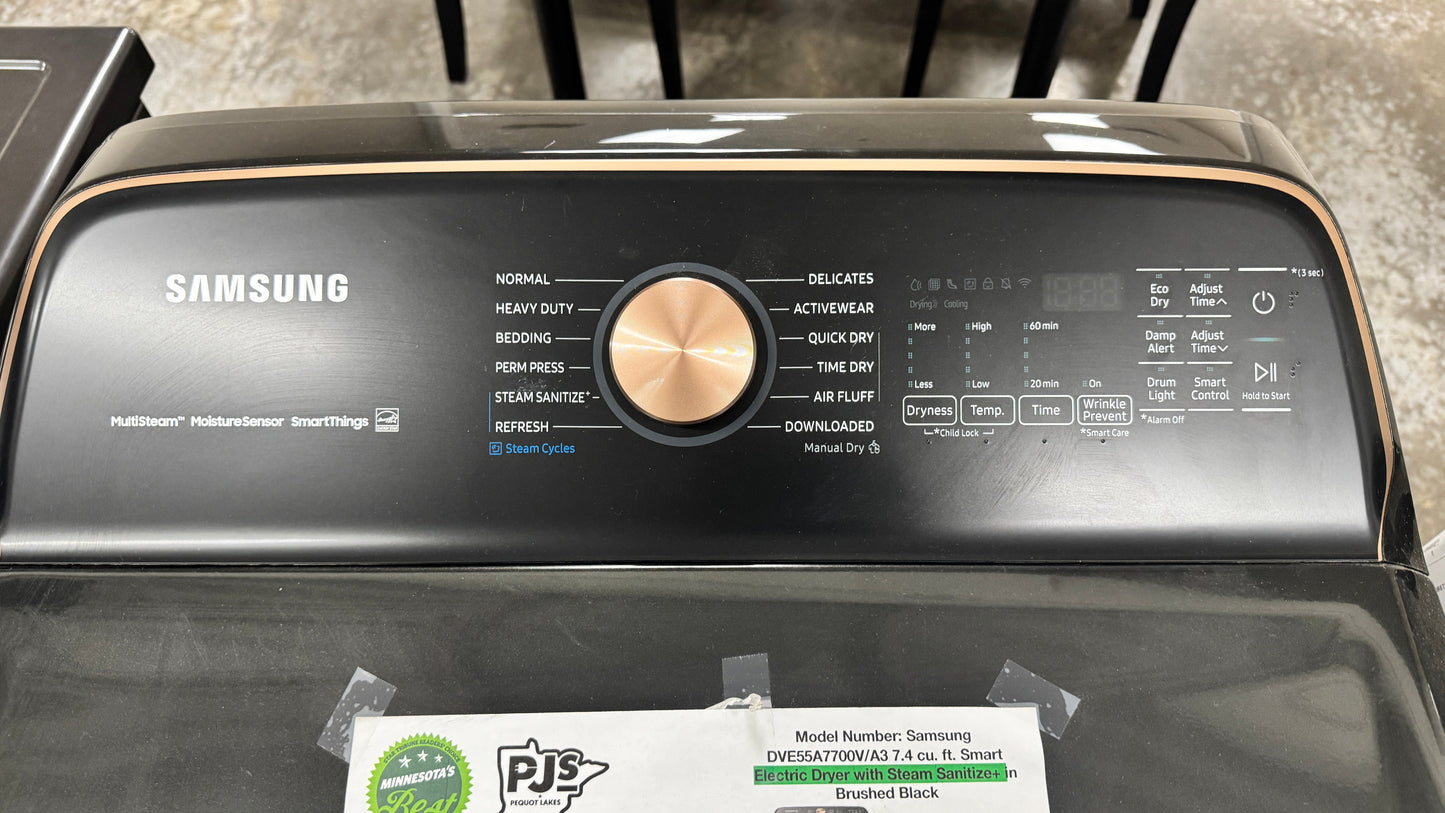 SAMSUNG DVE55A7700V 7.4 cu. ft. Smart Electric Dryer with Steam Sanitize in Brushed Black (Copy)