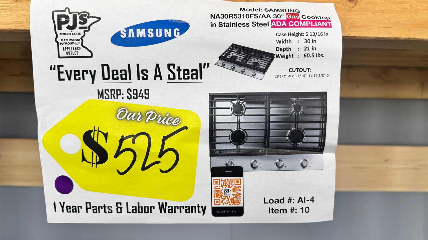 SAMSUNG NA30R5310FS 30" Gas Cooktop in Stainless Steel