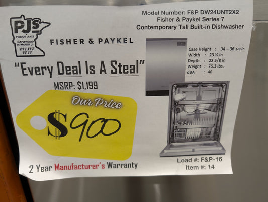 Fisher & Paykel Series 7 Contemporary Series DW24UNT2X2 24 Inch Full Console Built-In Smart Dishwasher