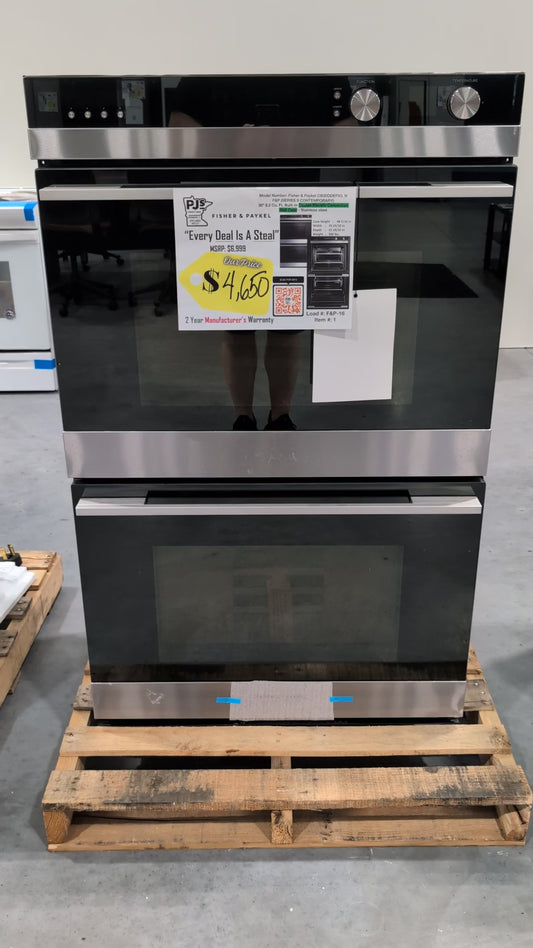 FISHER & PAYKEL OB30DDEPX3_N 30" Series 9 Contemporary Self-Cleaning Double Oven 11 Function
