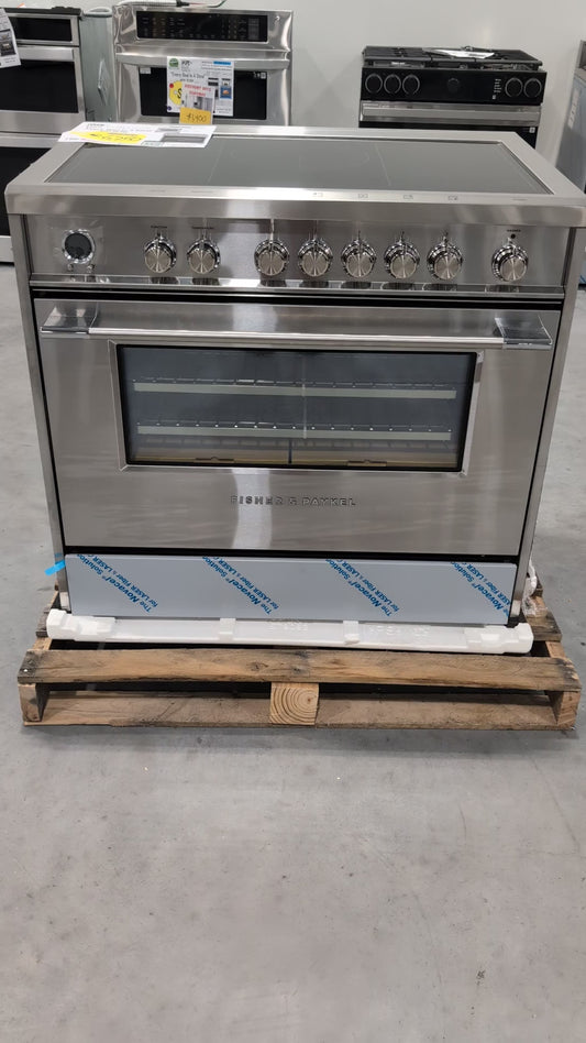 FISHER & PAYKEL OR36SCI6X1 36" Series 9 Classic 5-Zone Slide-In Induction Self-Cleaning Range; 2 SmartZones