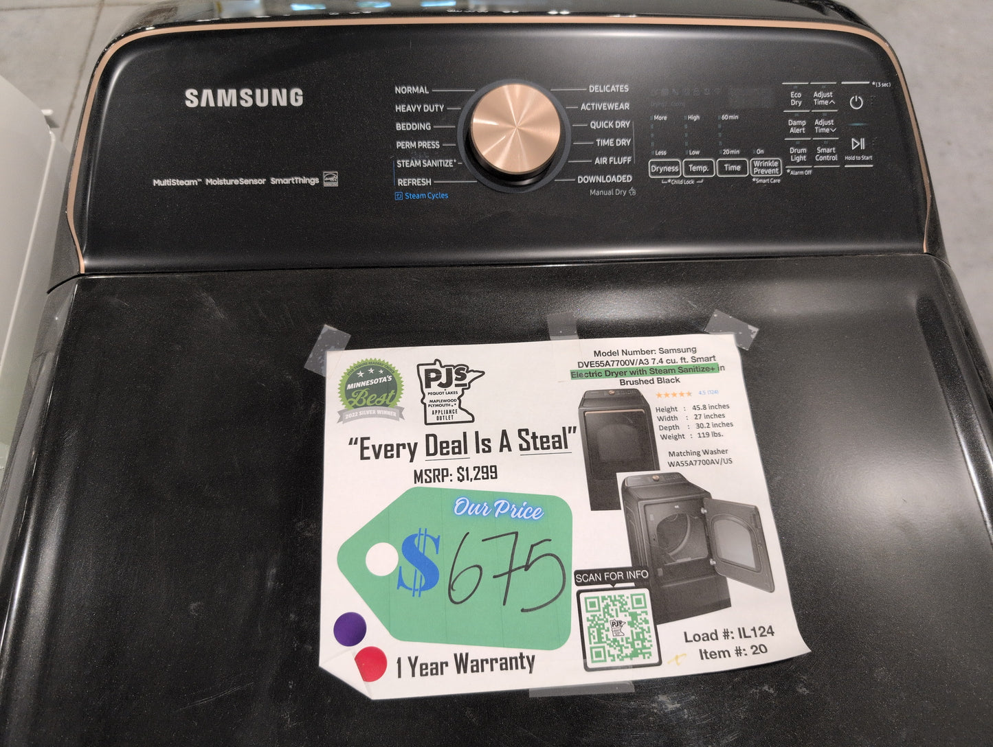 SAMSUNG WA55A7300AE 5.5 cu. ft. Extra-Large Capacity Smart Top Load Washer with Auto Dispense System in Ivory & SAMSUNG DVE55A7700V/A3 7.4 cu. ft. Smart Electric Dryer with Steam Sanitize+ in Brushed Black