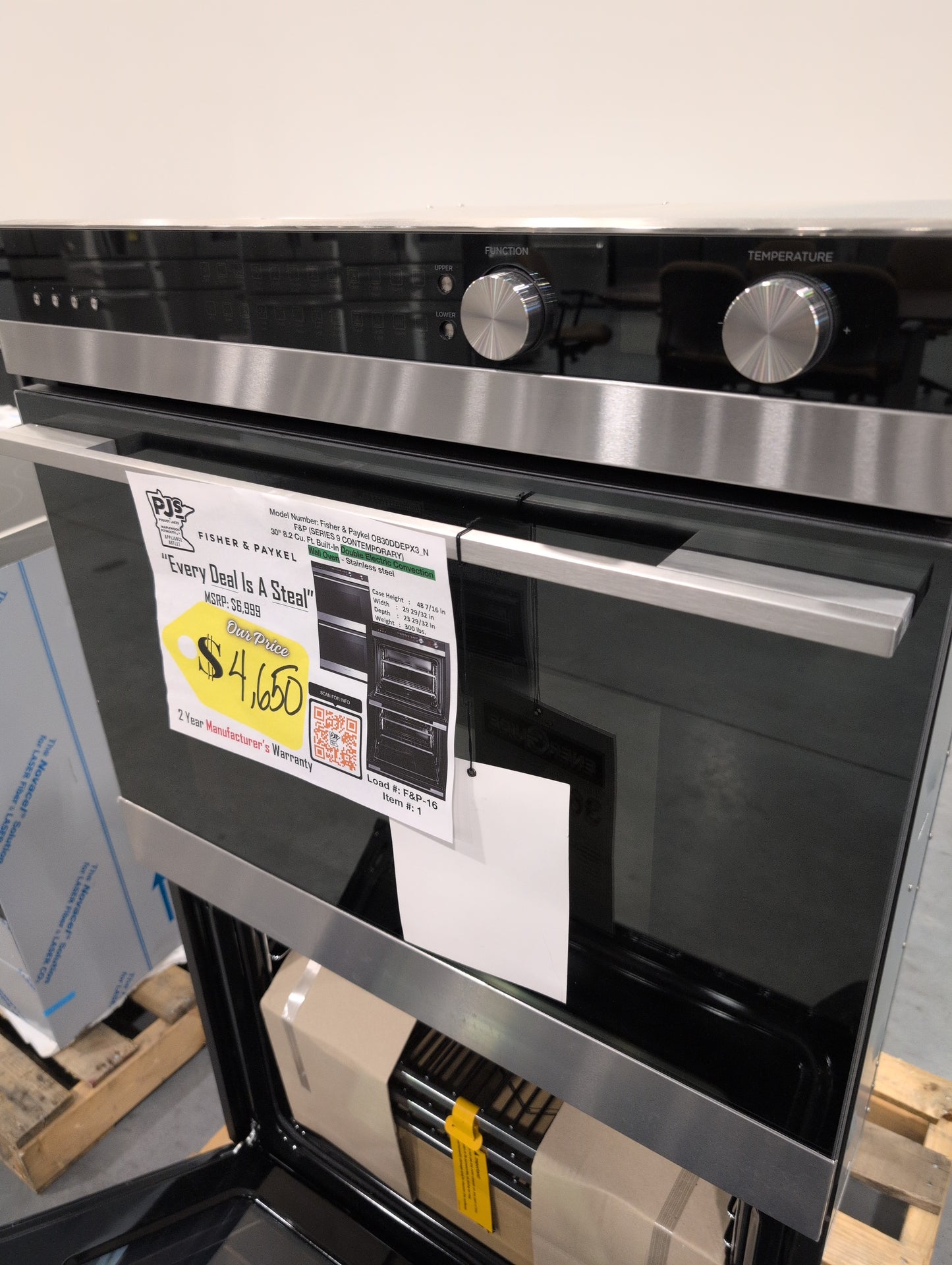 FISHER & PAYKEL OB30DDEPX3_N 30" Series 9 Contemporary Self-Cleaning Double Oven 11 Function