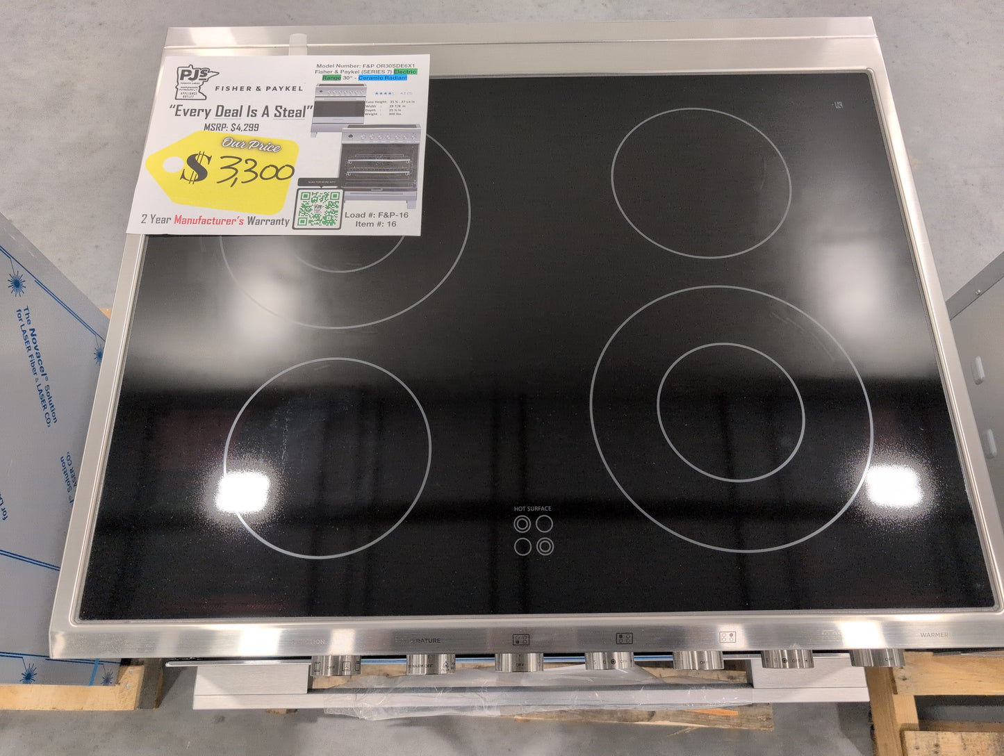 FISHER & PAYKEL OR30SDE6X1 30" Series 7 Element Slide-In Electric Range Ceramic Radiant