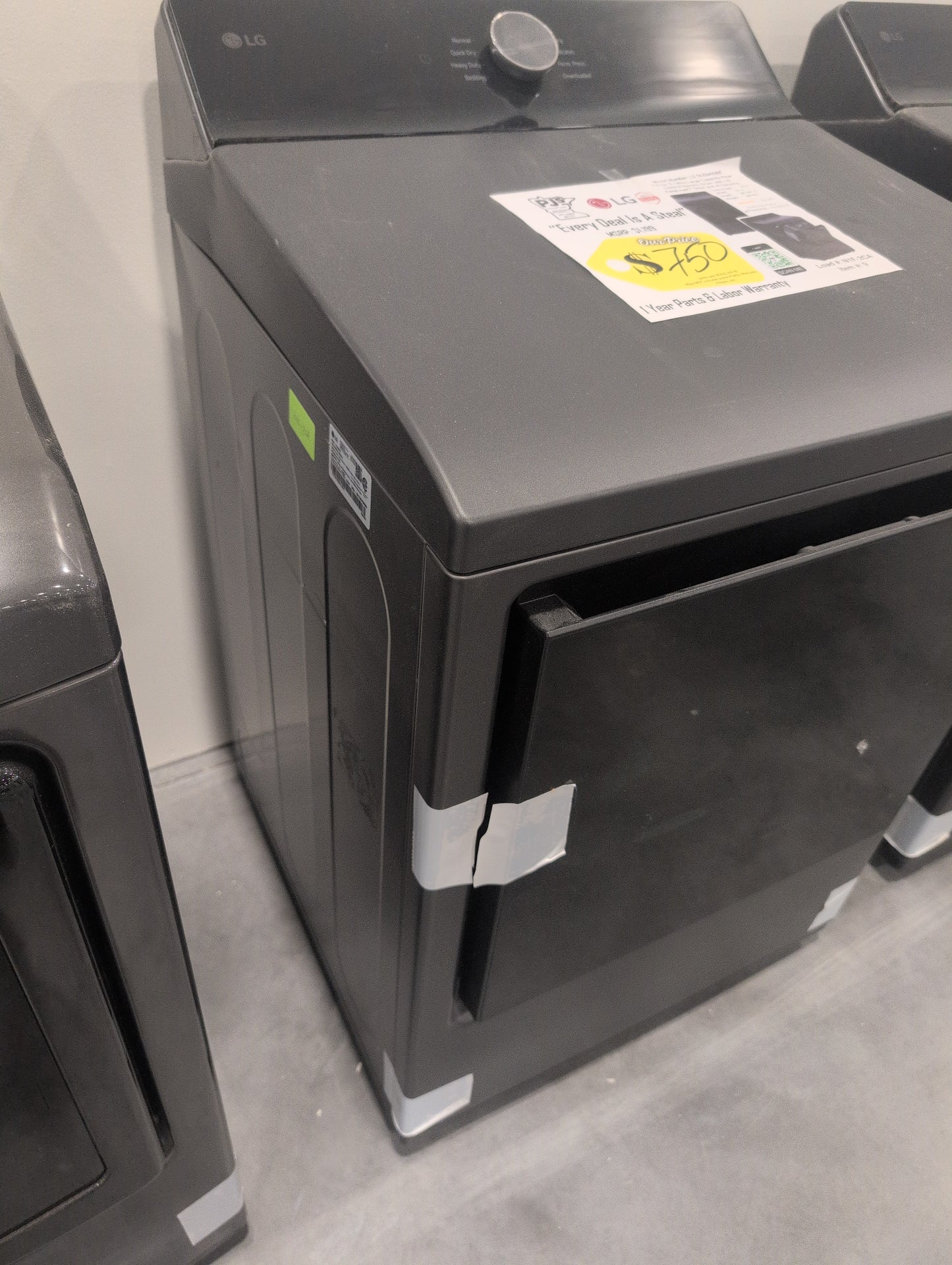 LG DLE8400BE 27 Inch Top Load Electric Dryer with 7.3 cu ft Capacity, EasyLoad™, AI Sensor Dry™, Smart Pairing™, ThinQ® Smart Technology, FlowSense® Duct Clogging and Energy Star Certified