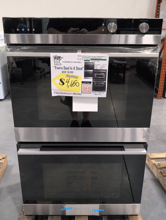 FISHER & PAYKEL OB30DDEPX3_N 30" Series 9 Contemporary Self-Cleaning Double Oven 11 Function