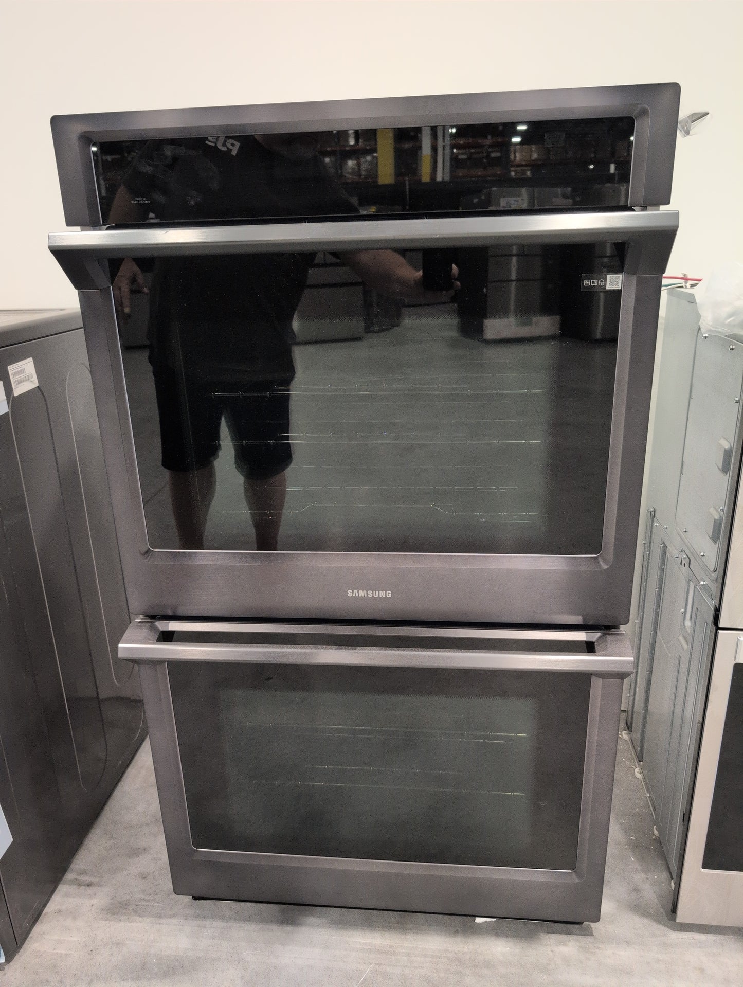 Samsung NV51K6650DG/AA 30 Inch Electric Double Wall Oven with 10.2 cu. ft. Total Capacity, Steam Cook, Dual Convection, Rapid Preheat, Delay Bake, Electronic Touch Display, Wi-Fi Enabled Temperature Probe and Hybrid Self Clean: Black Stainless Steel