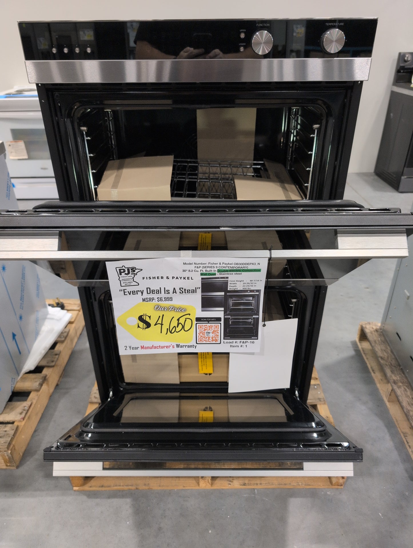 FISHER & PAYKEL OB30DDEPX3_N 30" Series 9 Contemporary Self-Cleaning Double Oven 11 Function