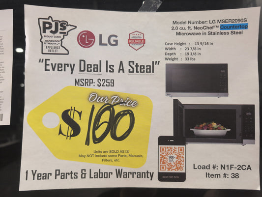 LG MSER2090S 2.0 cu. ft. NeoChef™ Countertop Microwave with Smart Inverter and Sensor Cooking