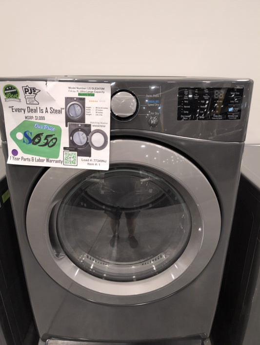 LG DLE3470M 7.4 cu. ft. Ultra Large Capacity Electric Dryer - MIDDLE BLACK (GRAY)