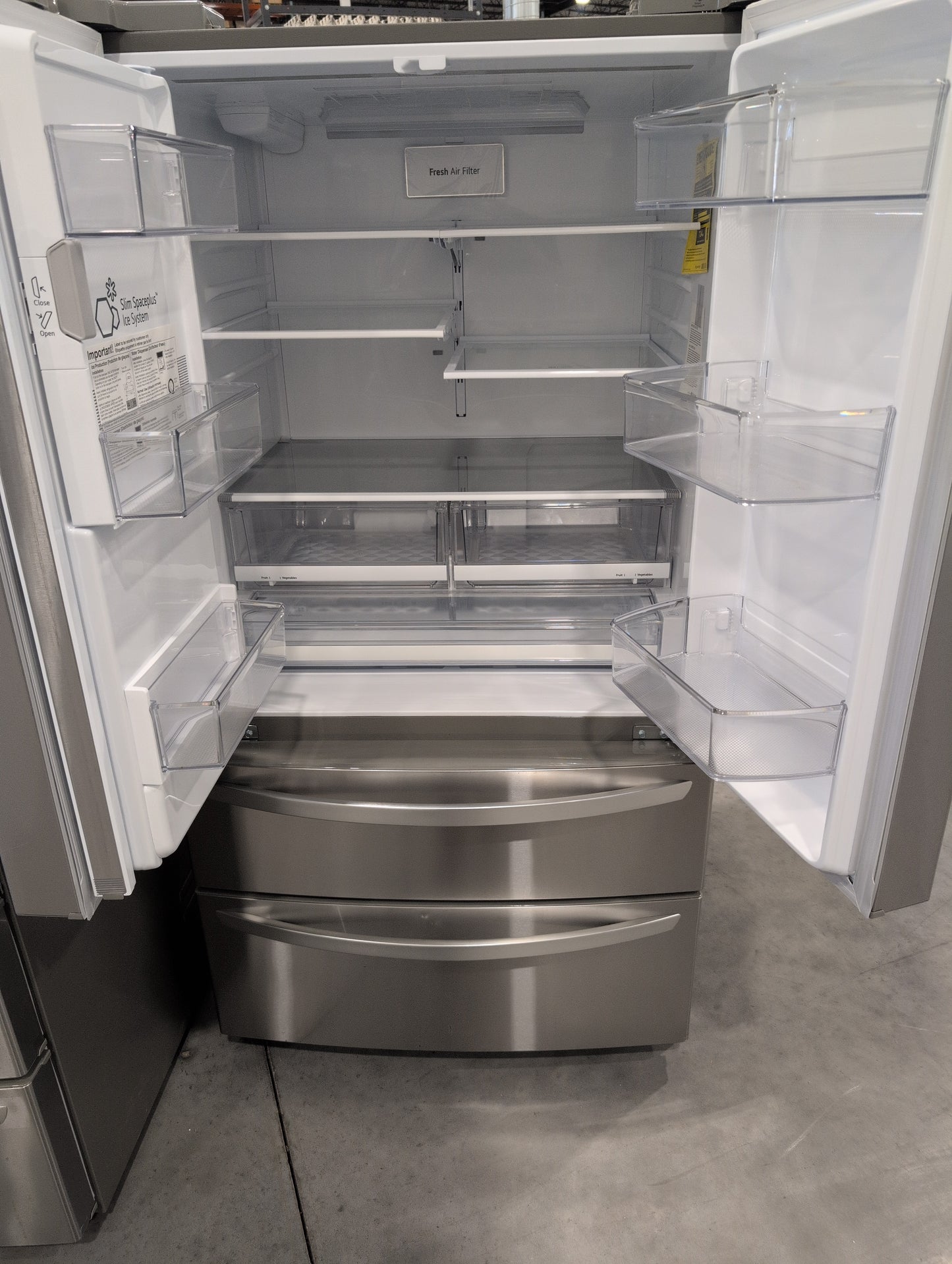 LG LMXS28626S 28 cu.ft. 4-Door French Door, Standard Depth, Ice & Water, Double Freezer, Stainless Steel