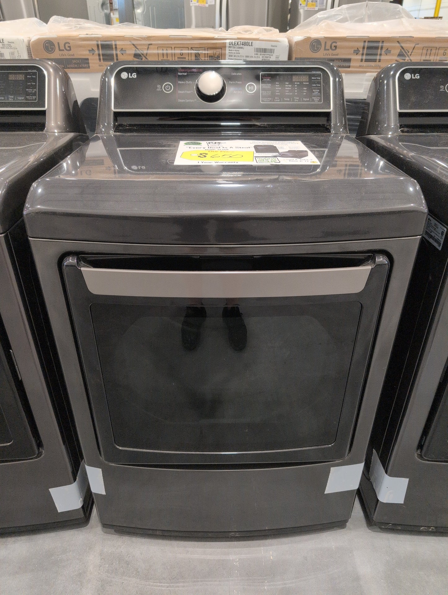 LG DLEX7480LE 7.3 cu. ft. Smart Rear Control Electric Energy Star Dryer with Sensor Dry & Steam Technology