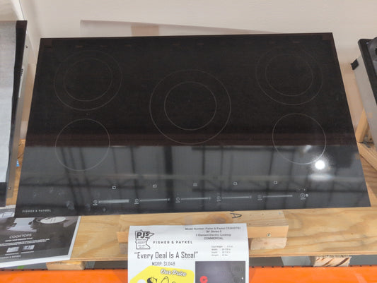 Fisher & Paykel Series 5 Contemporary Series CE365DTB1 36 Inch Electric Cooktop with 5 Heating Elements, 3 Dual Zones, Auto Rapid Heat, Auto Spill Detection, Hot Surface Indicators and Touch Slide Controls