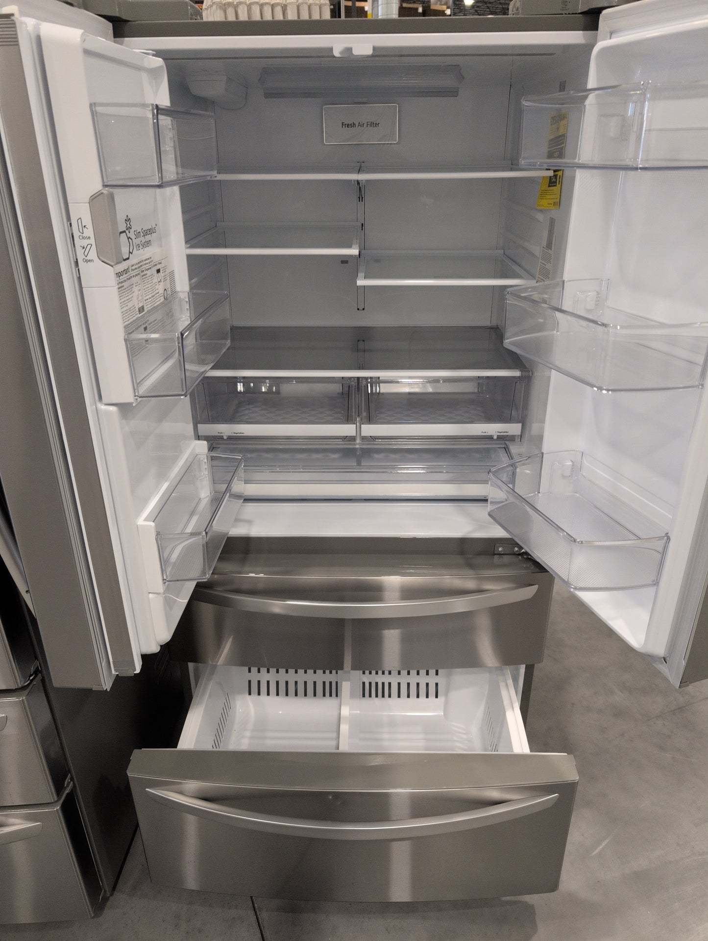 LG LMXS28626S 28 cu.ft. 4-Door French Door, Standard Depth, Ice & Water, Double Freezer, Stainless Steel