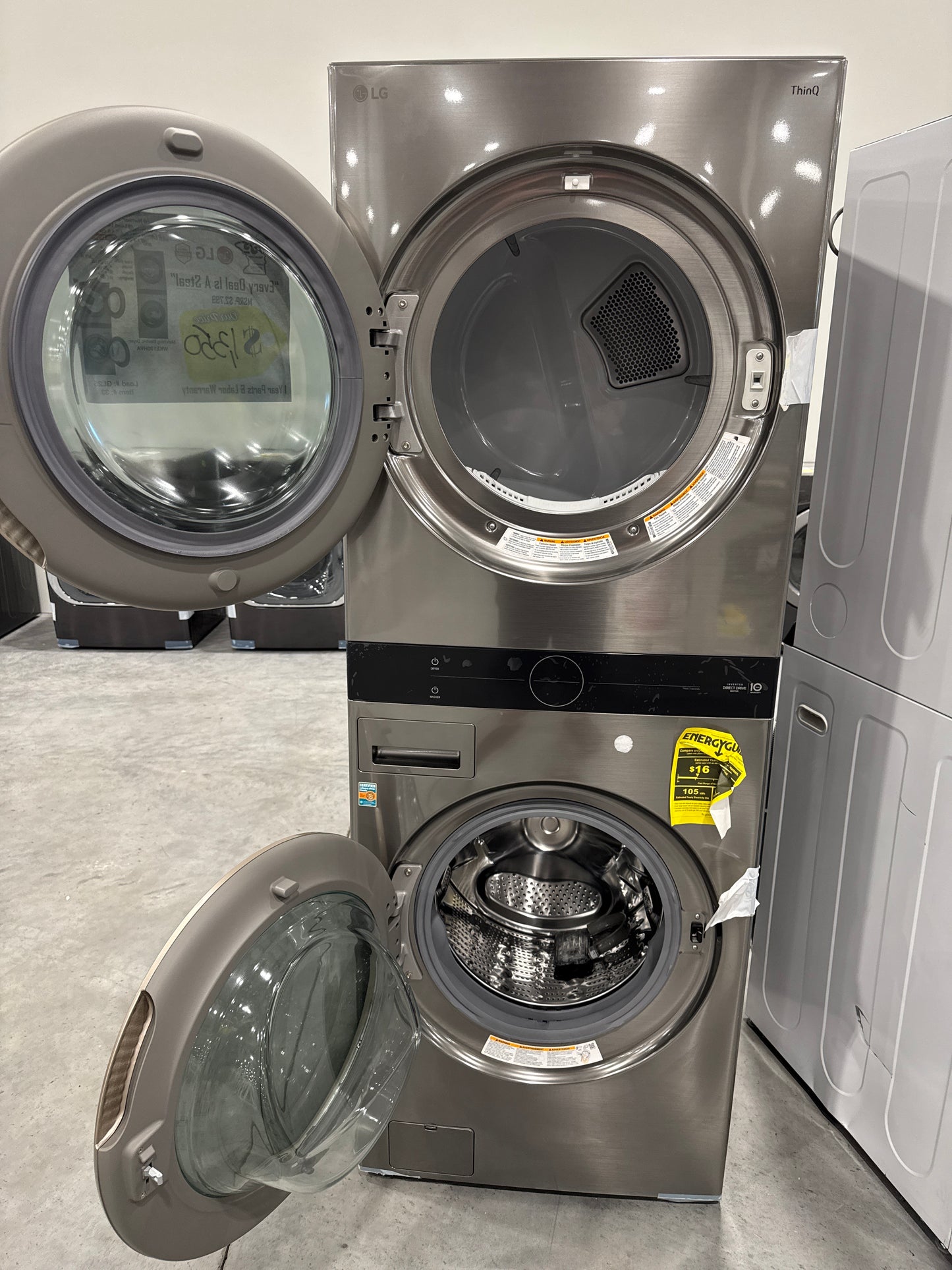 LG WKG101HVA 27 Inch Smart Gas WashTower with 4.5 Cu. Ft. Washer Capacity, 7.4 Cu. Ft. Dryer Capacity, Single Unit WashTower™ Design, Built-In Intelligence, Allergiene™ Wash Cycle, Sensor Dry, and ENERGY STAR® Certified