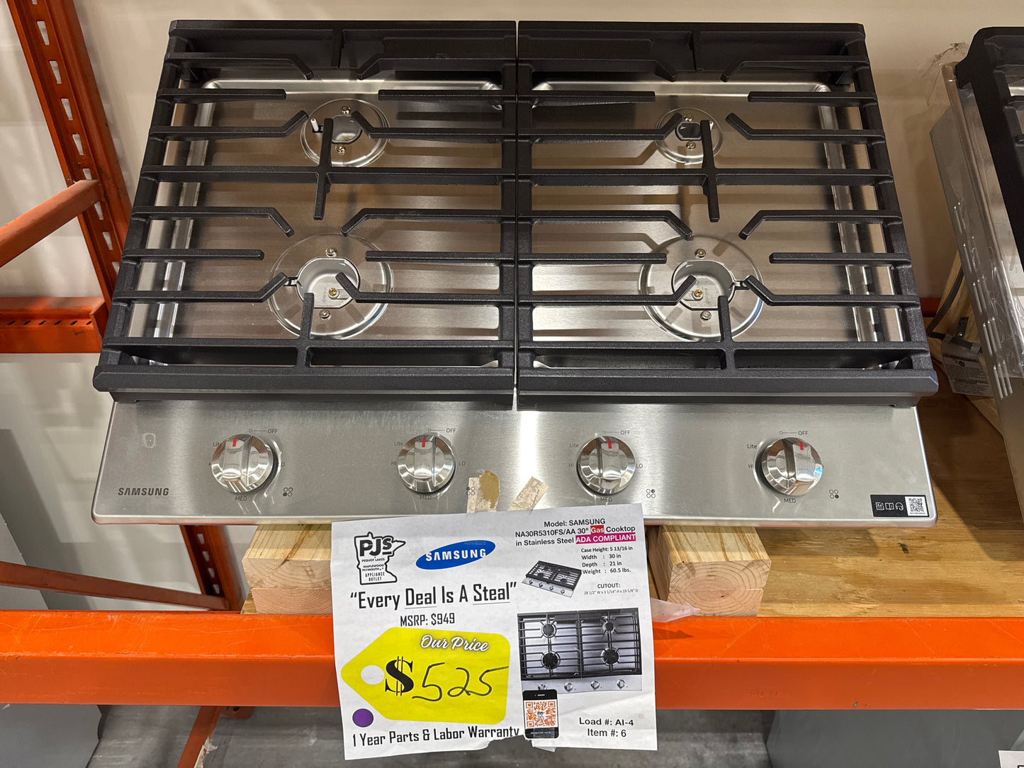 SAMSUNG NA30R5310FS 30" Gas Cooktop in Stainless Steel