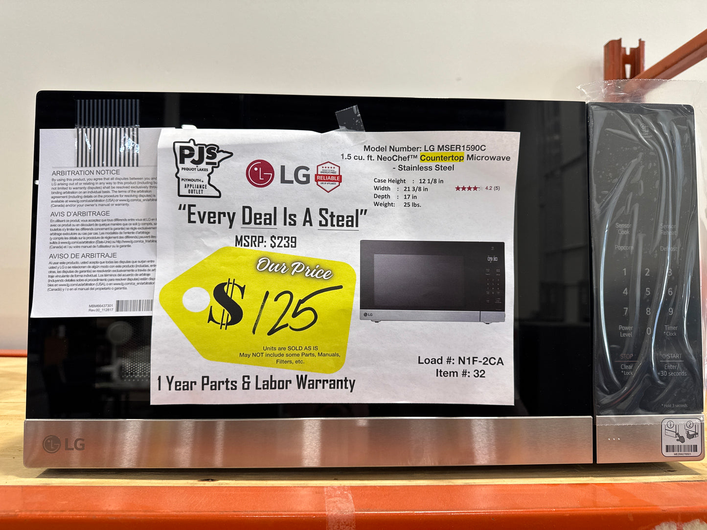 LG MSER1590C  1.5 cu. ft. NeoChef™ Countertop Microwave - Stainless Steel