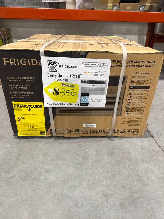 Frigidaire FFTA083WA1 8,000 BTU Built-In/Through the Wall Room Air Conditioner with Automatic Remote Temperature Control, Energy Saver Mode, Programmable Timer, Multi-Speed Fan, Quick Cool &amp; Quick Warm and Remote Control