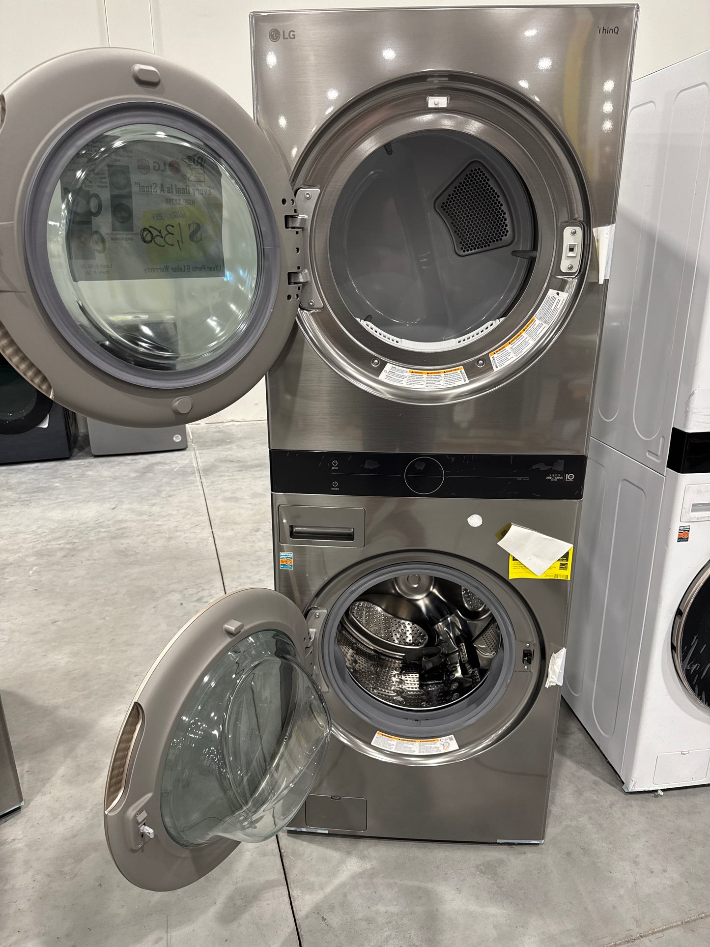 LG WKG101HVA 27 Inch Smart Gas WashTower with 4.5 Cu. Ft. Washer Capacity, 7.4 Cu. Ft. Dryer Capacity, Single Unit WashTower™ Design, Built-In Intelligence, Allergiene™ Wash Cycle, Sensor Dry, and ENERGY STAR® Certified