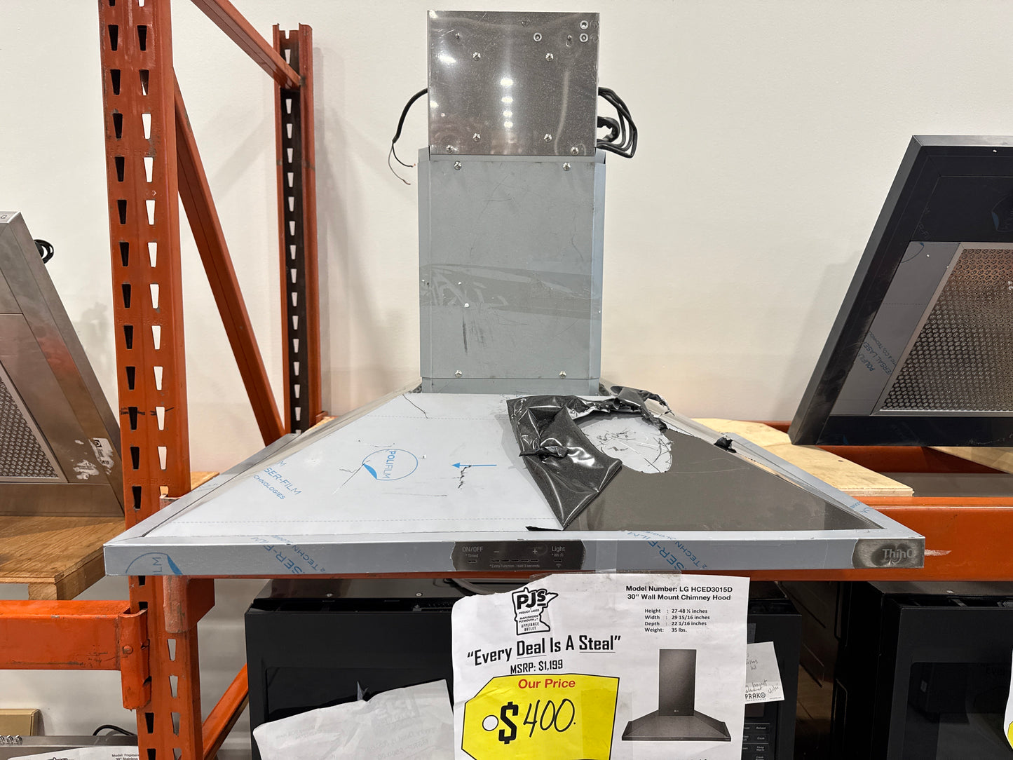 LG HCED3015D 30 Inch Wall Mount Range Hood with 5 Speed 600 CFM Blower, Dishwasher Mesh Filters, Low Profile Body, IR Touch Controls, Dual Level LED Lighting, and UL Listed: Black Stainless Steel