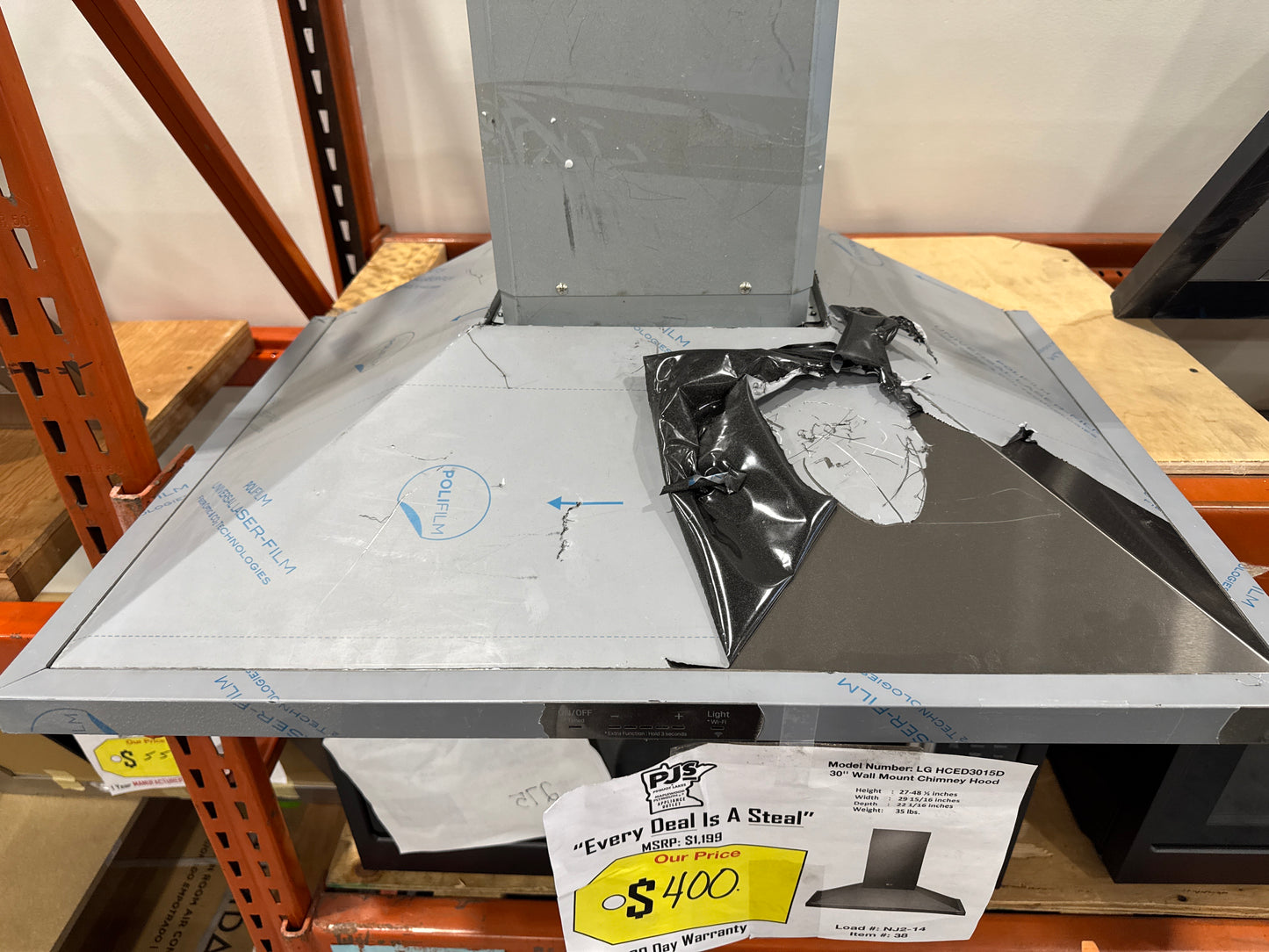 LG HCED3015D 30 Inch Wall Mount Range Hood with 5 Speed 600 CFM Blower, Dishwasher Mesh Filters, Low Profile Body, IR Touch Controls, Dual Level LED Lighting, and UL Listed: Black Stainless Steel