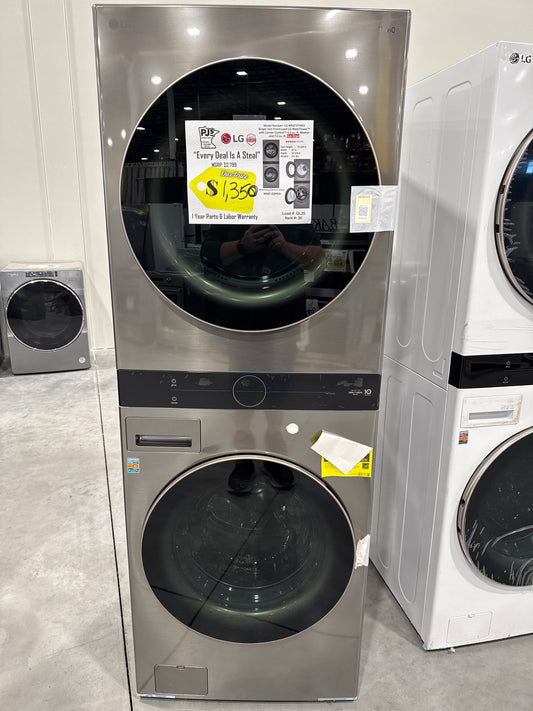 LG WKG101HVA 27 Inch Smart Gas WashTower with 4.5 Cu. Ft. Washer Capacity, 7.4 Cu. Ft. Dryer Capacity, Single Unit WashTower™ Design, Built-In Intelligence, Allergiene™ Wash Cycle, Sensor Dry, and ENERGY STAR® Certified