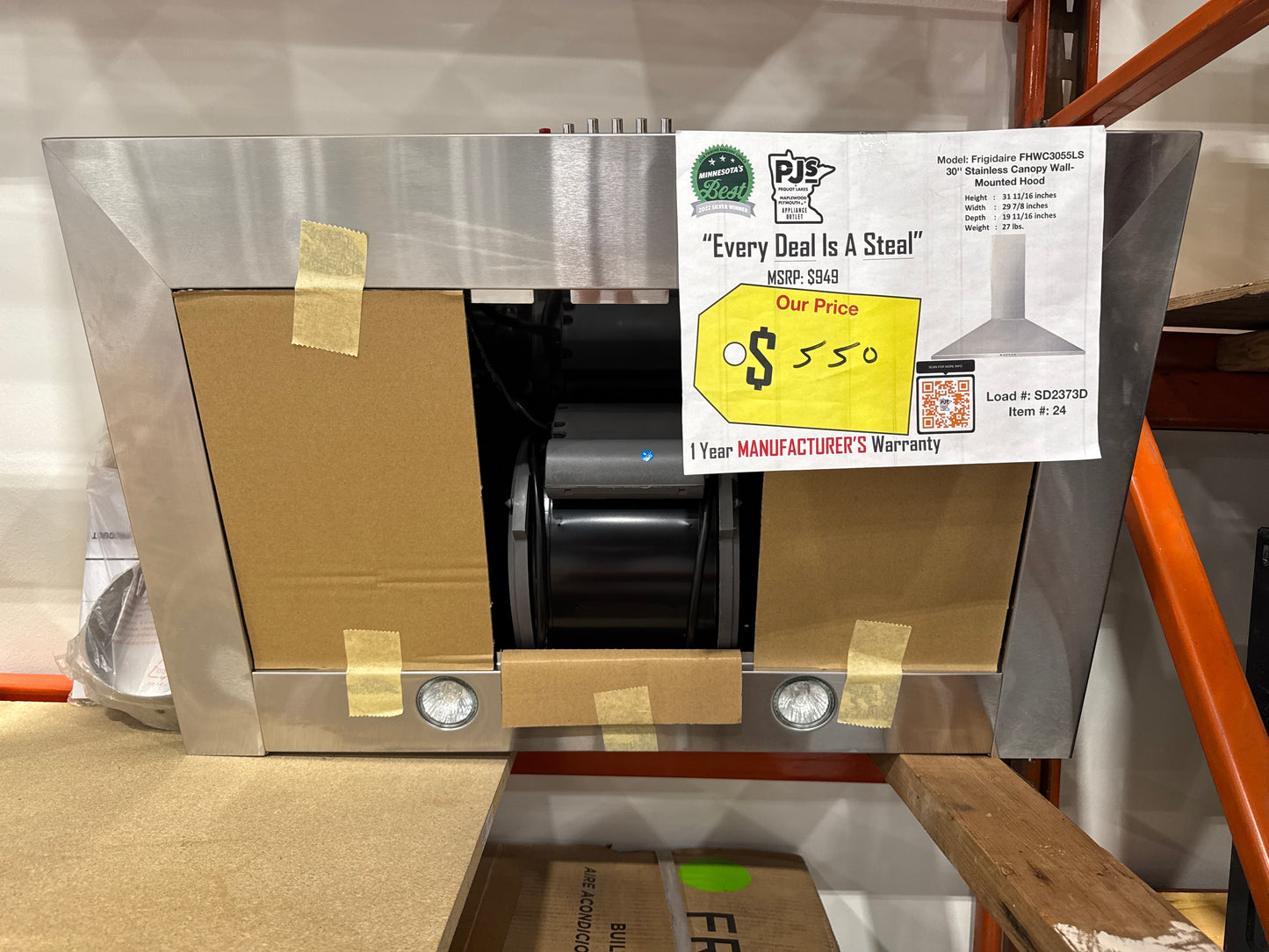 Frigidaire FHWC3055LS 30 Inch Wall Mount Chimney Range Hood with 400 CFM Internal Blower, 3-Speed Centrifugal Fan, Halogen Lighting and Convertible to Recirculating