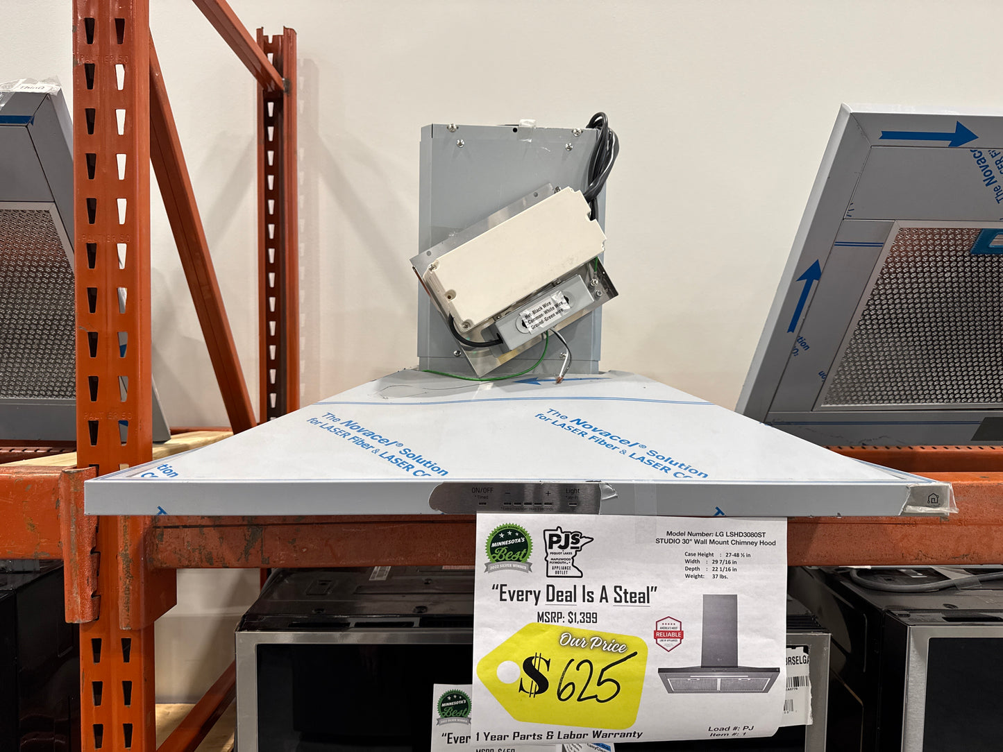 LG Studio LSHD3080ST 30 Inch Wall Mount Smart Chimney Hood with 600 CFM Internal Blower, Wi-Fi, IR Touch Controls, LED Lighting, Mesh Filters, Low-Profile Body, and RoHS Compliant: Stainless Steel