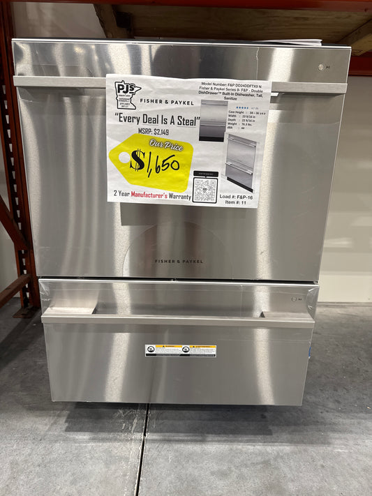 Fisher & Paykel DishDrawer Series DD24DDFTX9N 24 Inch Fully-Integrated Double DishDrawer with 14 Place Settings, 15 Wash Cycles, SmartDrive™ Technology, Child lock, Diagnostic Indicator, Delay Start, Rinse Aid Light, Fan Assisted Drying, Quiet Operation