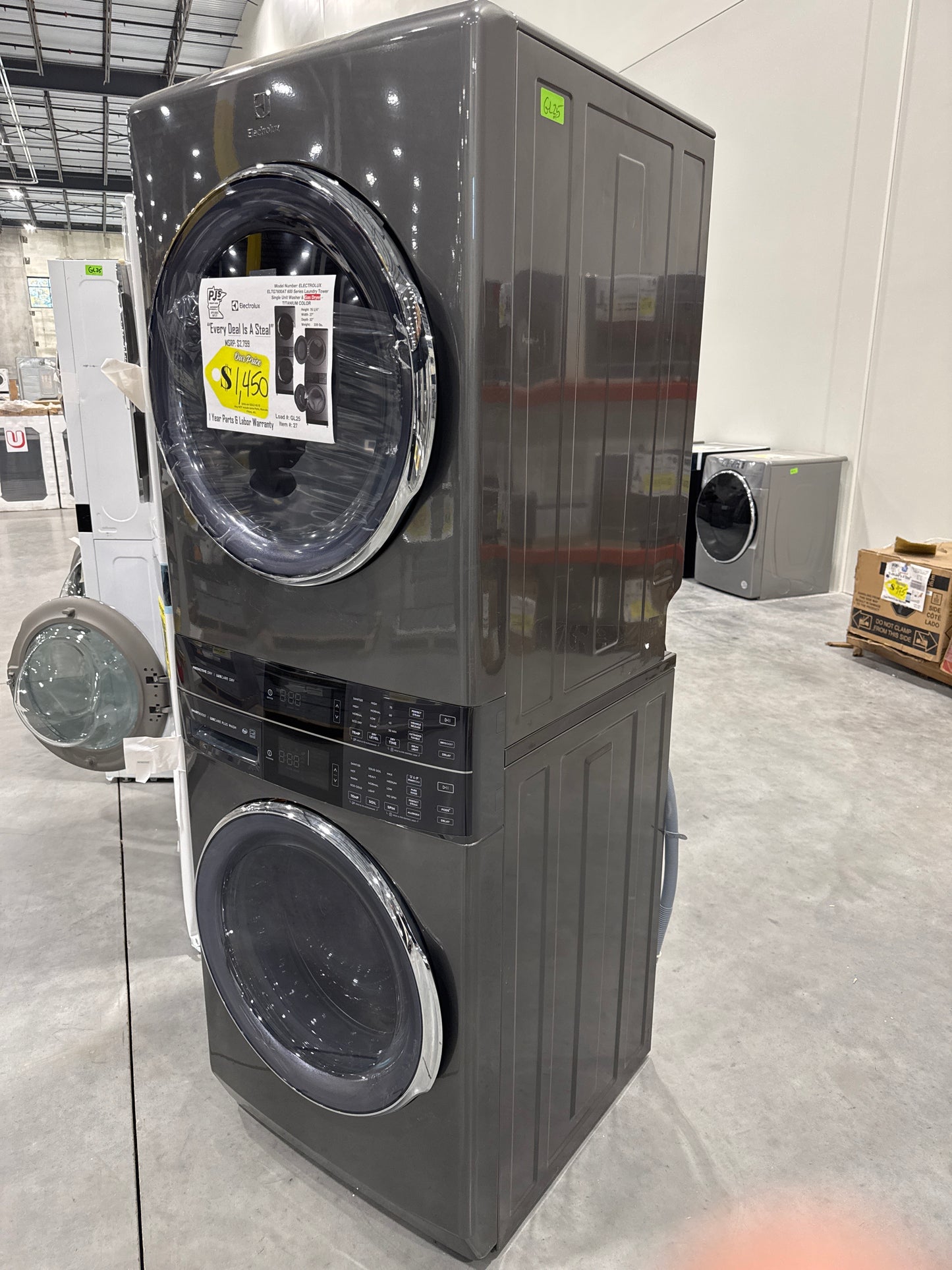 Electrolux ELTG7600AT 27 Inch 600 Series Gas Stacked Laundry Center with 4.5 cu. ft. Washer and 8 cu. ft. Gas Dryer, Smartboost® Technology, LuxCare® Plus Wash and Dry System