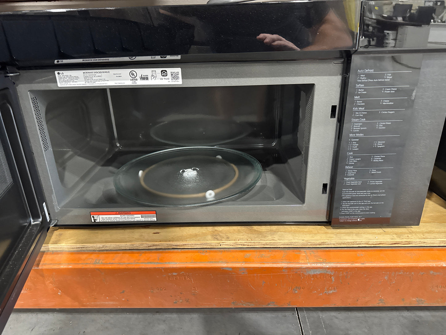 LG MVEL2033F 30 Inch Over-the-Range Smart Microwave Oven with 2.0 cu. ft. Capacity, 400 CFM Exhaust, Sensor Cook, Add 30 Seconds, Quick Defrost, 6-Auto Cook Options, Wi-Fi, Scan-to-Cook, EasyClean®, SmoothTouch™ Controls, and WideView™