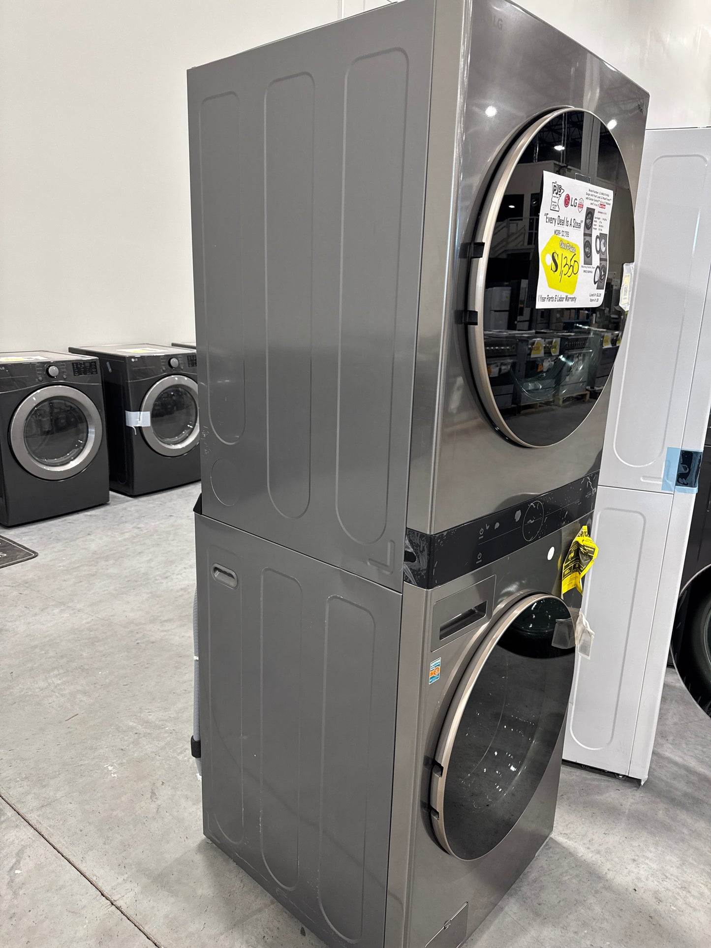 LG WKG101HVA 27 Inch Smart Gas WashTower with 4.5 Cu. Ft. Washer Capacity, 7.4 Cu. Ft. Dryer Capacity, Single Unit WashTower™ Design, Built-In Intelligence, Allergiene™ Wash Cycle, Sensor Dry, and ENERGY STAR® Certified