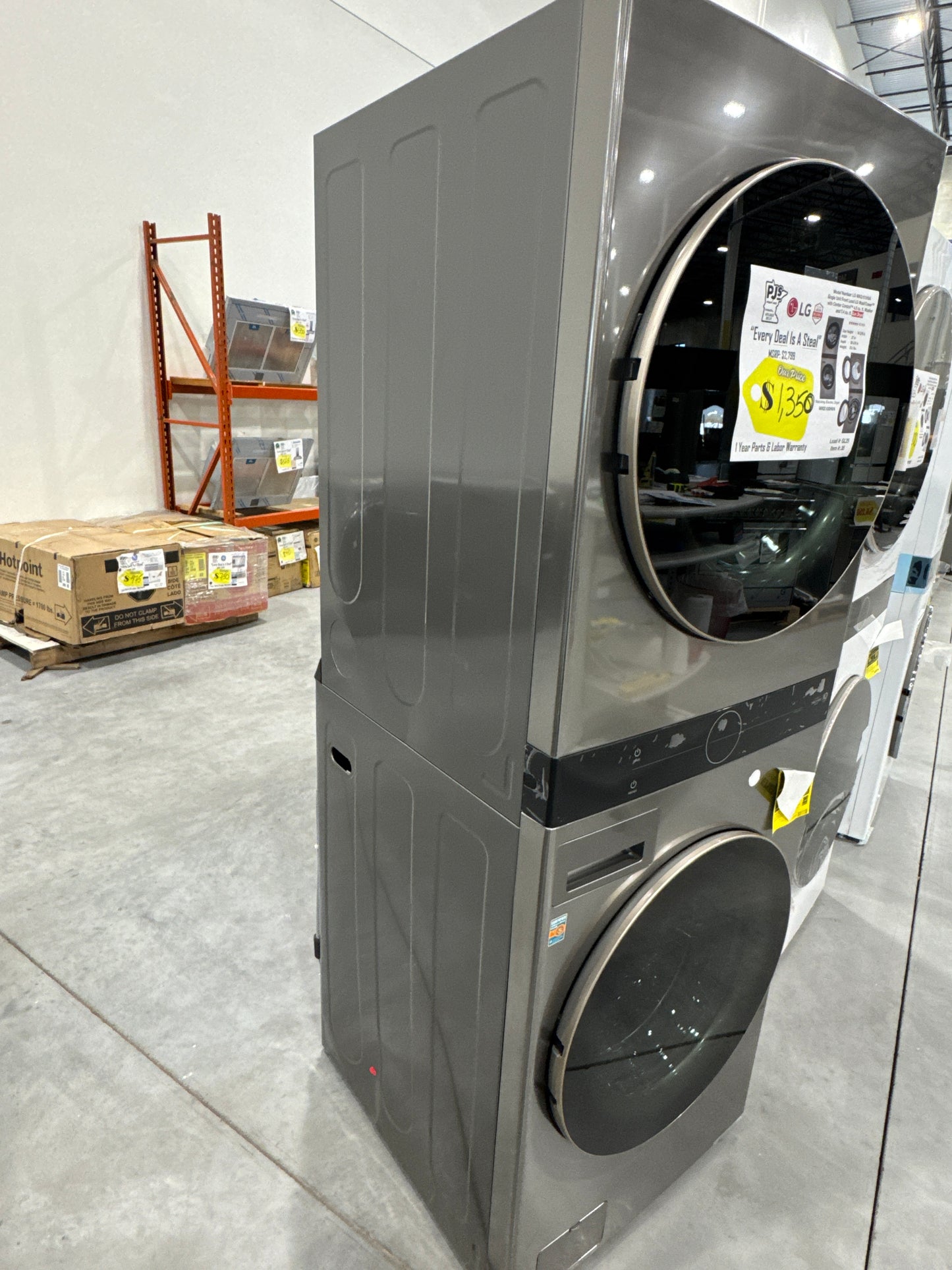 LG WKG101HVA 27 Inch Smart Gas WashTower with 4.5 Cu. Ft. Washer Capacity, 7.4 Cu. Ft. Dryer Capacity, Single Unit WashTower™ Design, Built-In Intelligence, Allergiene™ Wash Cycle, Sensor Dry, and ENERGY STAR® Certified