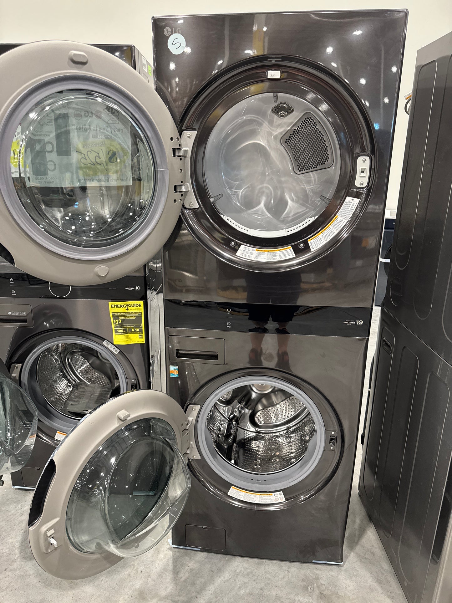 LG WKGX301HBA 27 Inch Smart Gas Single Unit WashTower with 5.0 cu. ft. Washer Capacity, 7.4 cu. ft. Dryer Capacity, AI Sensor Dry, TurboSteam®, Allergiene® Cycle, TurboWash® 360, ezDispense® Dispenser, and ENERGY STAR® Certified