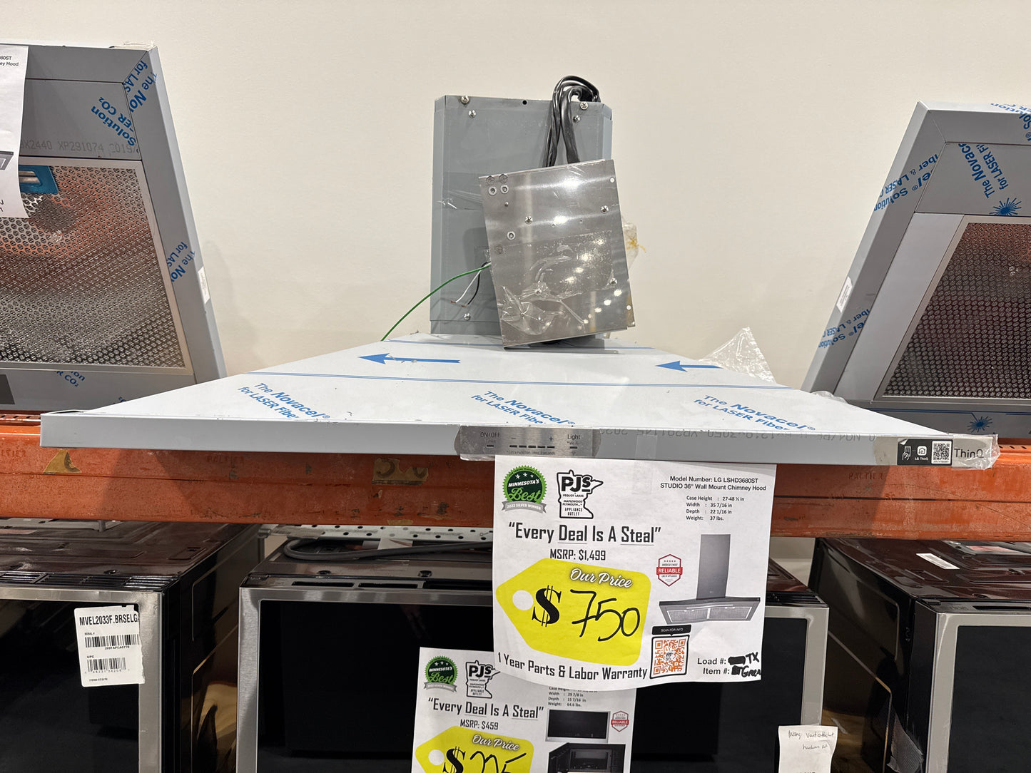 LG Studio LSHD3680ST 36 Inch Wall Mount Smart Chimney Hood with 600 CFM Internal Blower, Wi-Fi, IR Touch Controls, LED Lighting, Mesh Filters, Low-Profile Body, and RoHS Compliant: Stainless Steel