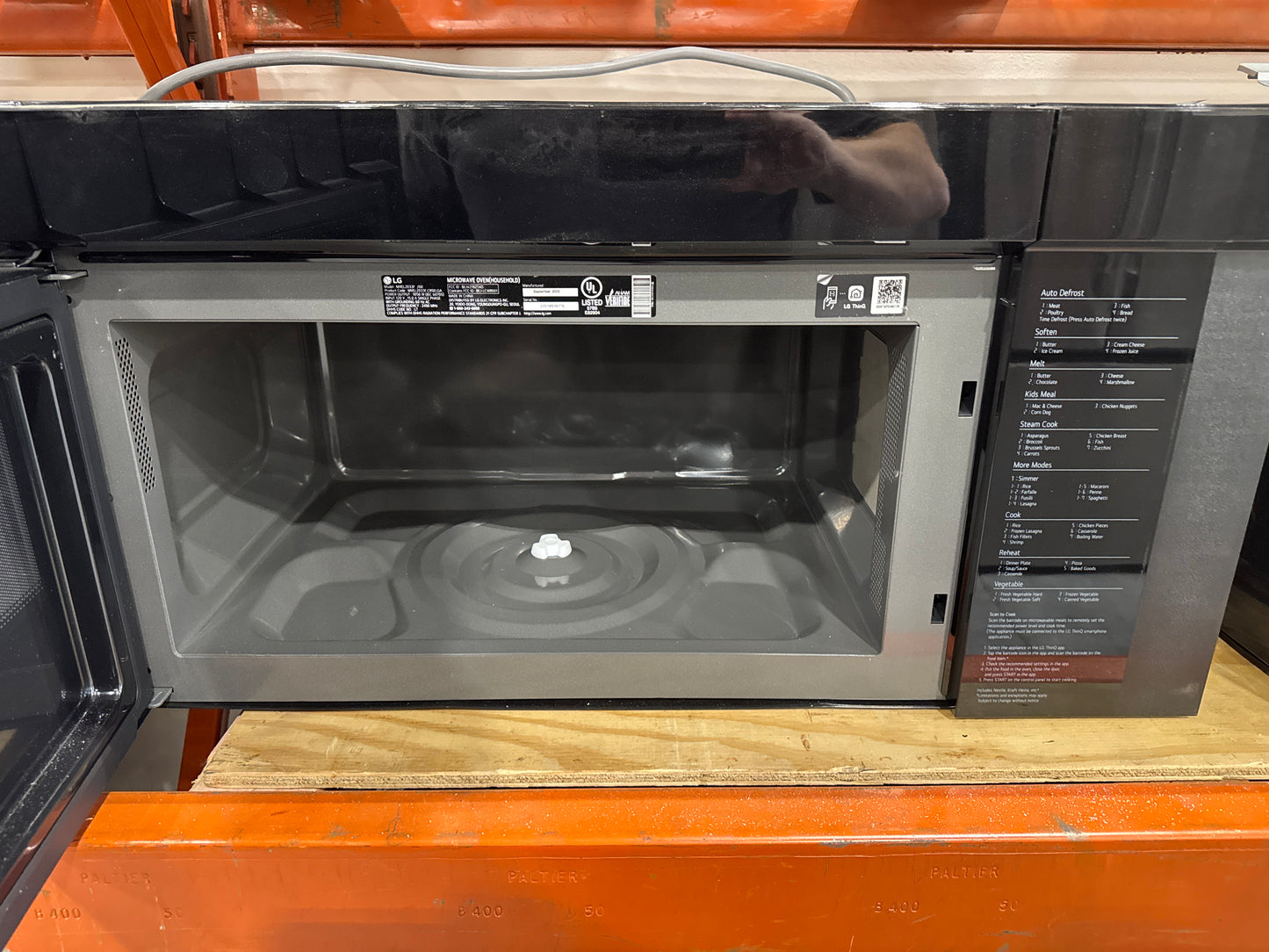 LG MVEL2033F 30 Inch Over-the-Range Smart Microwave Oven with 2.0 cu. ft. Capacity, 400 CFM Exhaust, Sensor Cook, Add 30 Seconds, Quick Defrost, 6-Auto Cook Options, Wi-Fi, Scan-to-Cook, EasyClean®, SmoothTouch™ Controls, and WideView™