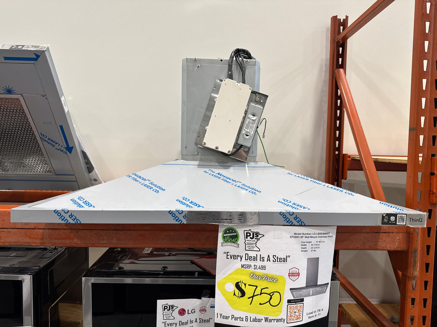 LG Studio LSHD3680ST 36 Inch Wall Mount Smart Chimney Hood with 600 CFM Internal Blower, Wi-Fi, IR Touch Controls, LED Lighting, Mesh Filters, Low-Profile Body, and RoHS Compliant: Stainless Steel