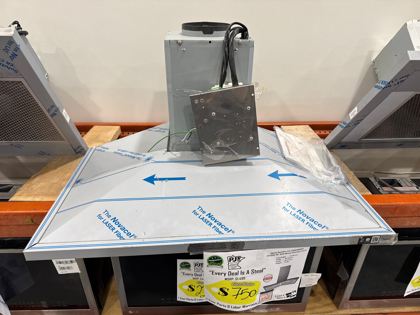 LG Studio LSHD3680ST 36 Inch Wall Mount Smart Chimney Hood with 600 CFM Internal Blower, Wi-Fi, IR Touch Controls, LED Lighting, Mesh Filters, Low-Profile Body, and RoHS Compliant: Stainless Steel