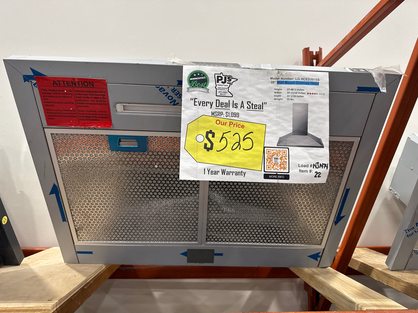 LG HCED3015S 30 Inch Wall Mount Range Hood with 5 Speed 600 CFM Blower, Dishwasher Mesh Filters, Low Profile Body, IR Touch Controls, Dual Level LED Lighting, and UL Listed: Stainless Steel