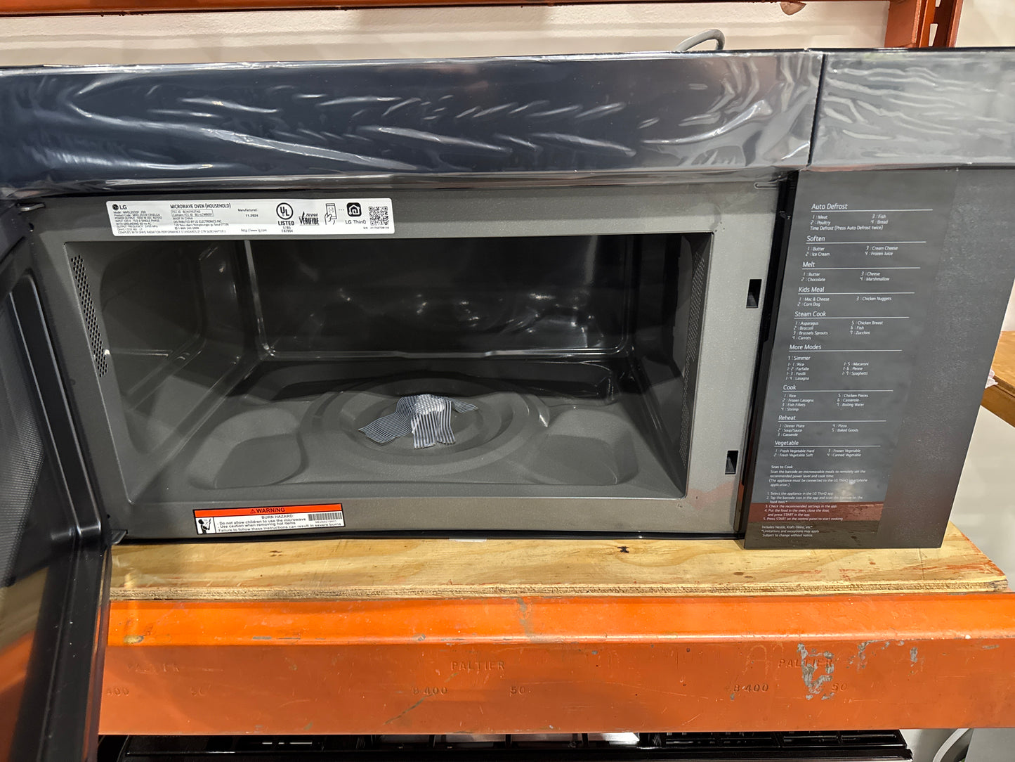 LG MVEL2033F 30 Inch Over-the-Range Smart Microwave Oven with 2.0 cu. ft. Capacity, 400 CFM Exhaust, Sensor Cook, Add 30 Seconds, Quick Defrost, 6-Auto Cook Options, Wi-Fi, Scan-to-Cook, EasyClean®, SmoothTouch™ Controls, and WideView™: