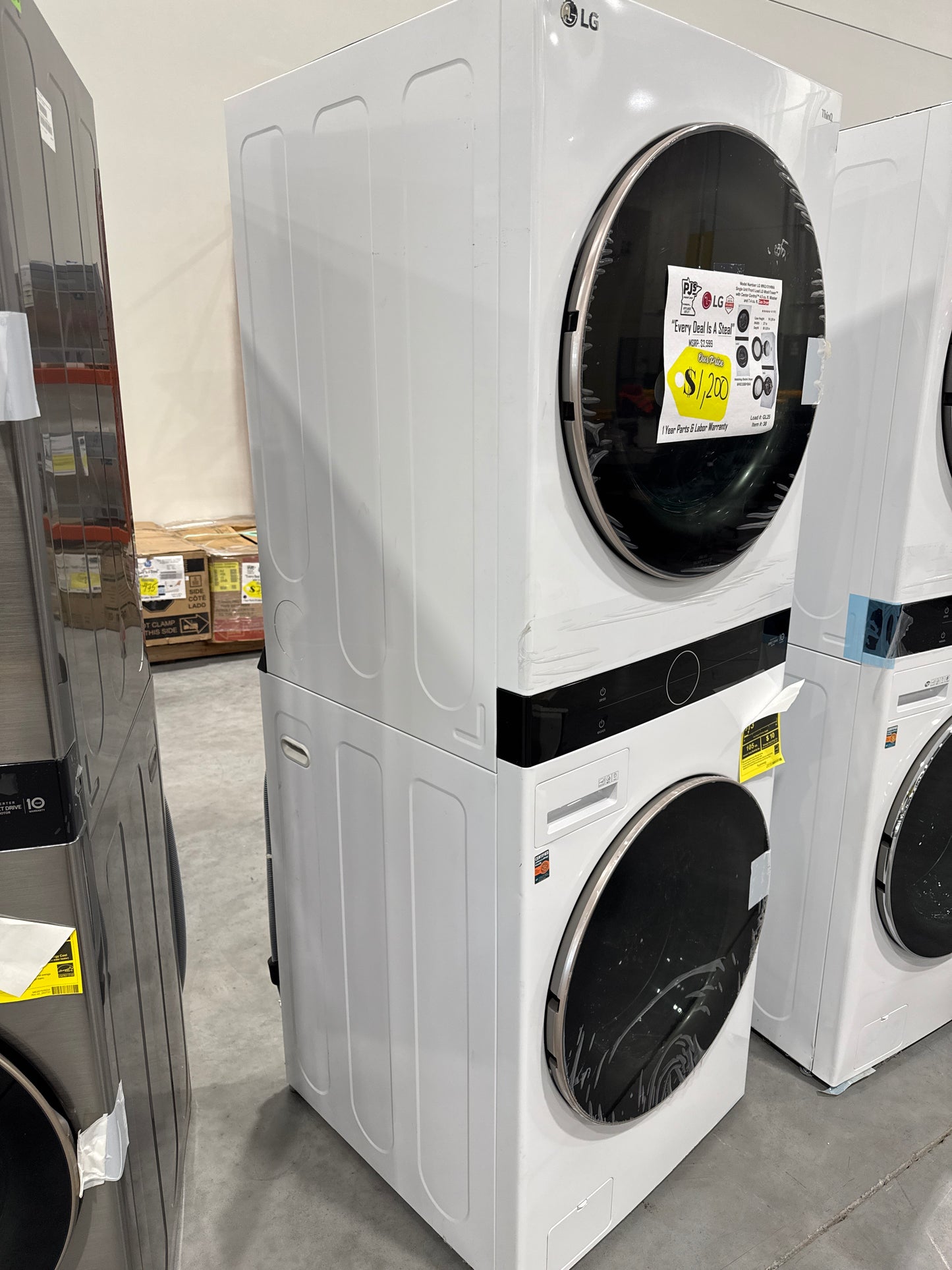 LG WKG101HWA 27 Inch Smart Gas WashTower with 4.5 Cu. Ft. Washer Capacity, 7.4 Cu. Ft. Dryer Capacity, Single Unit WashTower™ Design, Built-In Intelligence, Allergiene™ Wash Cycle, Sensor Dry, and ENERGY STAR® Certified