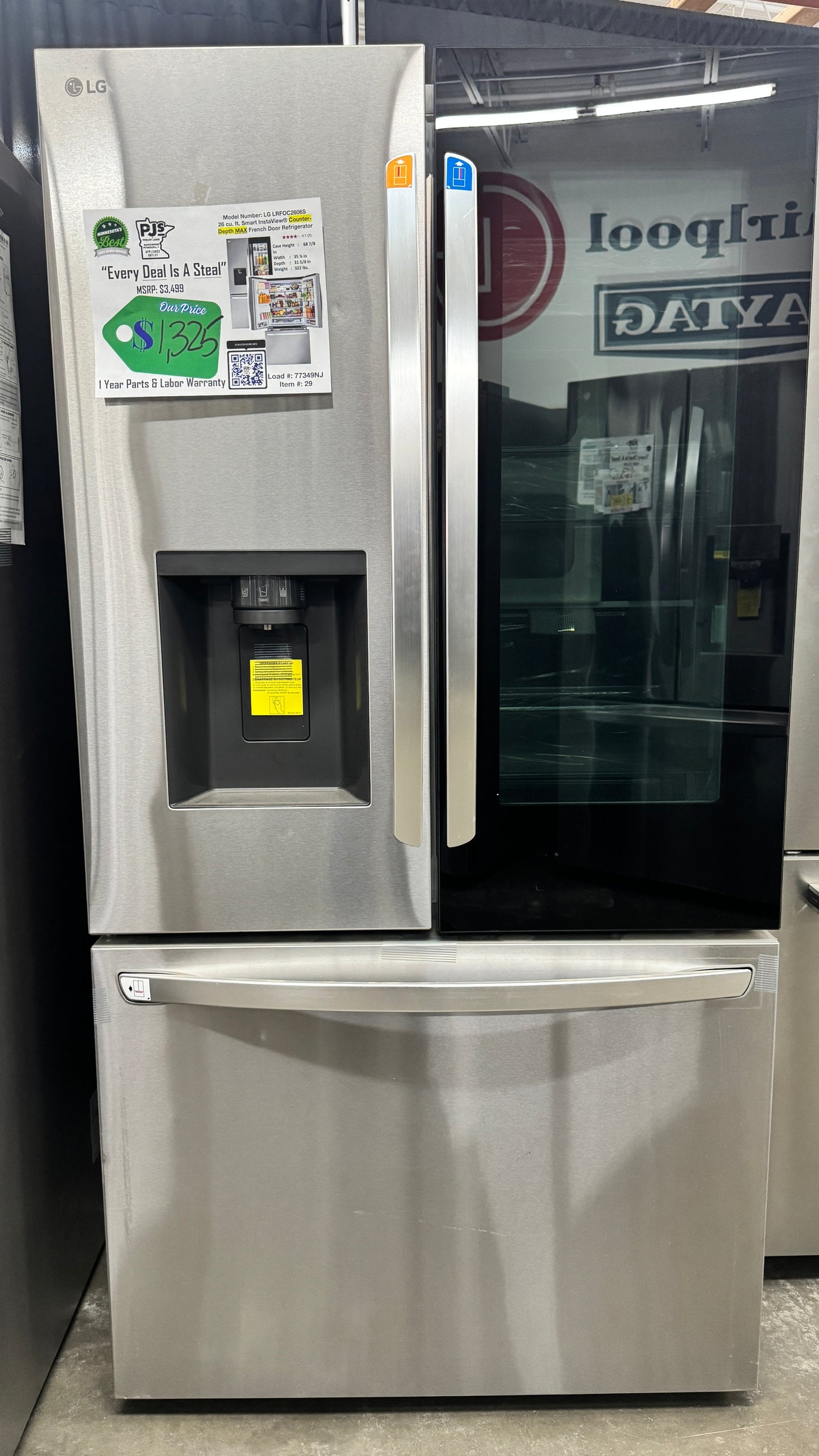 LG LRFOC2606S 26 cu. ft. Smart InstaView Counter-Depth MAX French Door Refrigerator