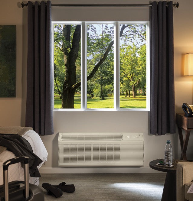 GE Zoneline Base AZ45E12DAB 11,600 BTU (PTAC) Packaged Terminal Air Conditioner with Electric Heat, 11.8 EER, 3.5 Pints Per Hour Dehumidification, R-410A Refrigerant and 230/208 Volt