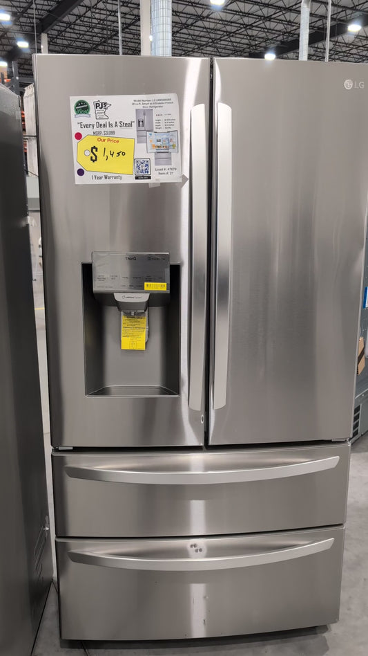 LG LMXS28626S 28 cu.ft. 4-Door French Door, Standard Depth, Ice & Water, Double Freezer, Stainless Steel